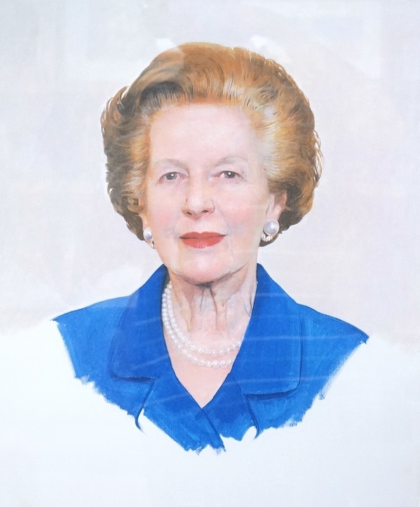 After Richard Stone, The Right Honourable Baroness Thatcher, colour lithograph, limited edition 128/350, signed in pencil by the artist, 53 x 41cm